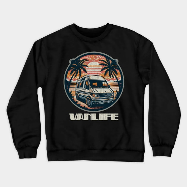 Sprinter van camper conversion sunset Crewneck Sweatshirt by Tofuvanman